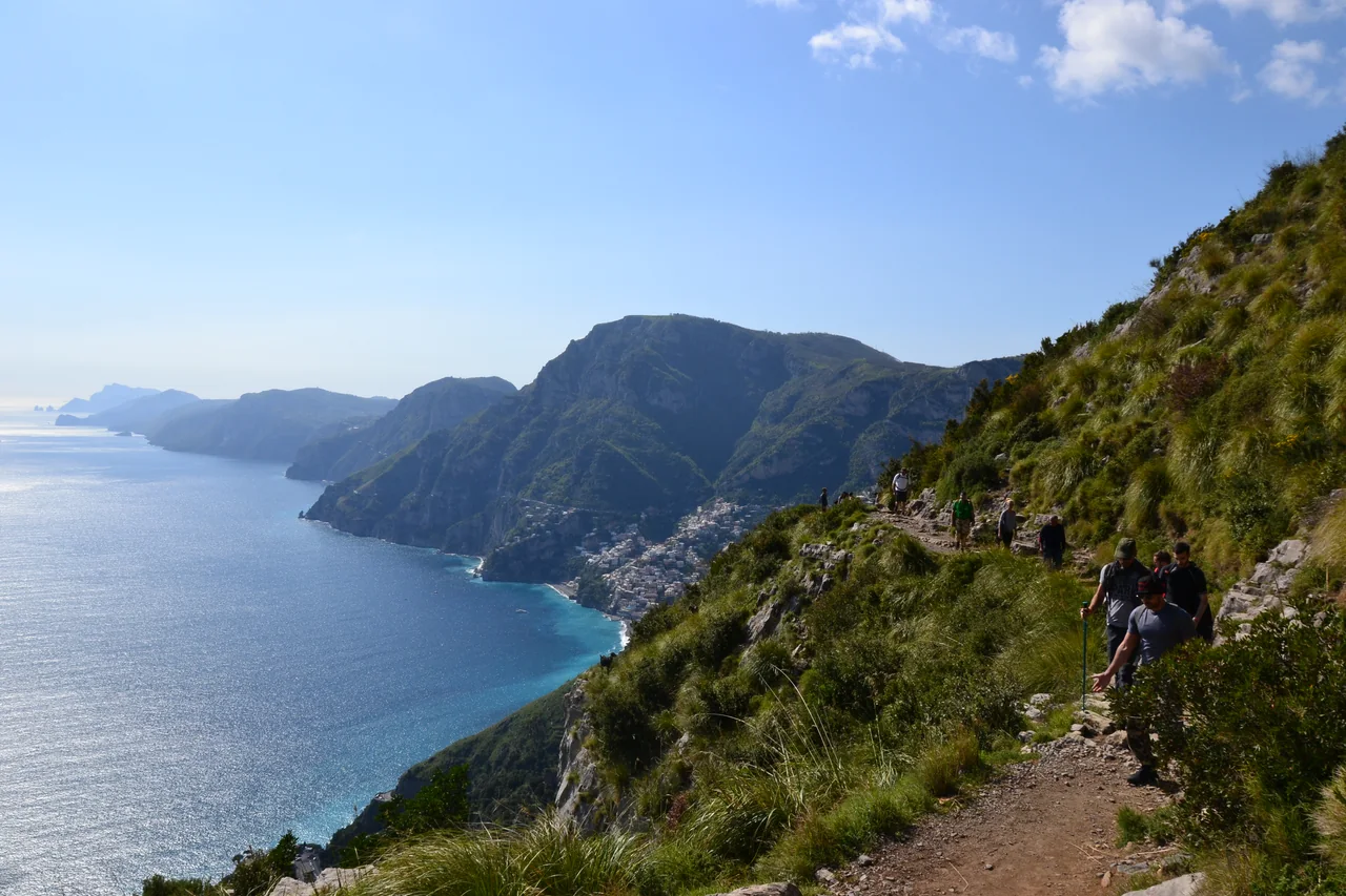 The Path of the Gods on the hillside above the coast towards Positano.