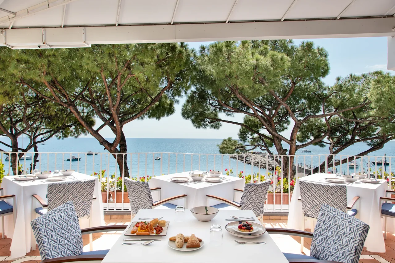 The terrace at Sensi restaurant in Amalfi